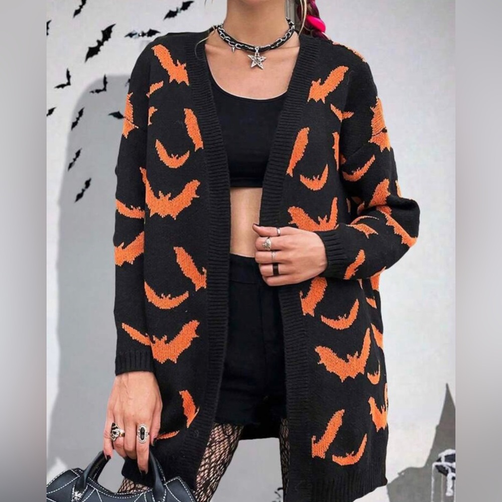 Black and Orange Cardigan Size Large